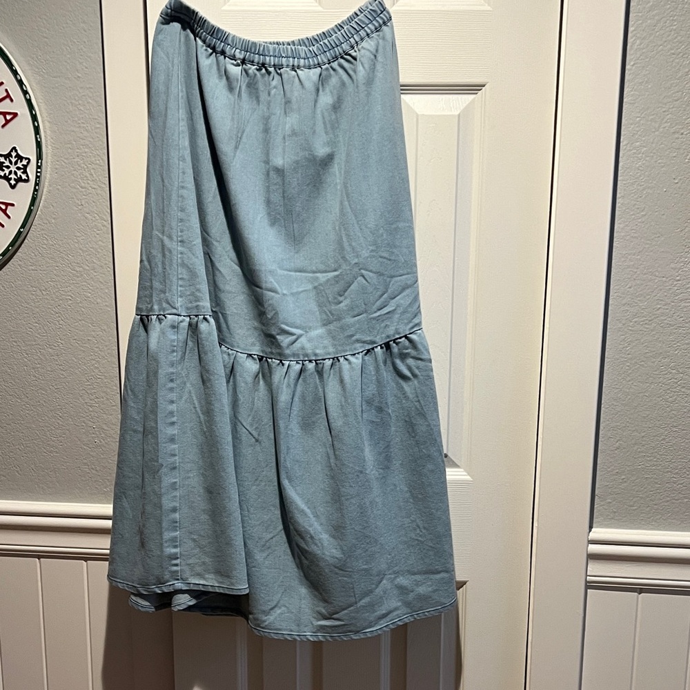 Pink Lily Light Blue A-Line Skirt